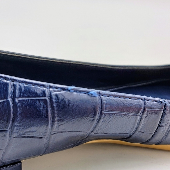 Calvin Klein Felice Ballet Flats Navy Faux Croc Embossed CK Logo Classic Casual - Picture 15 of 16